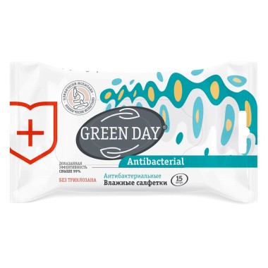 Влажные салфетки Green day 870737 антибактериальные 15 шт — Городок мастеров